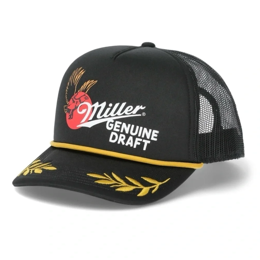 Miller Genuine Draft Leaves Men's Snapback Sport Hat, Black